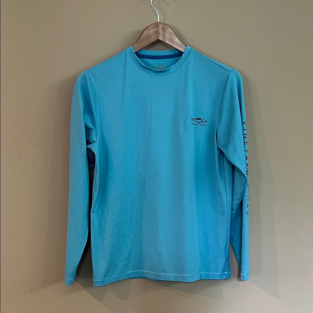 Boys Vineyard Vines Light Turquoise  Long Sleeve Performance Tee